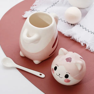 Creative Cat Ceramics Mug with Spoon