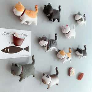 Set 3D Cartoon Cat Fridge Stick Magnet